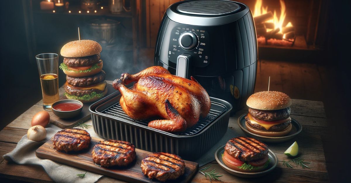 Burger og kylling lavet i airfryer